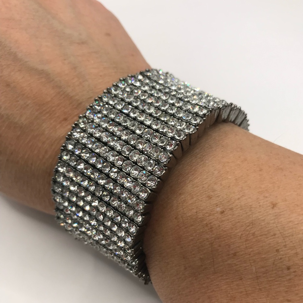 Black with Pave Rhinestones Memory Bracelet - Picture 8 of 8